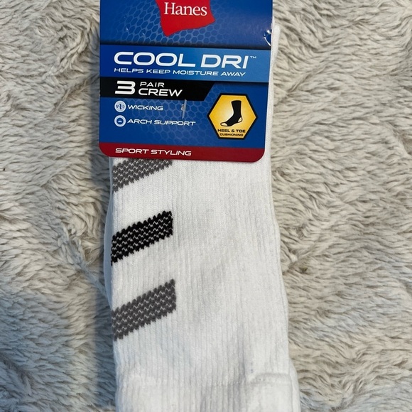 Hanes Cool Dri Crew Socks Pack of 3 Pairs - Picture 2 of 5